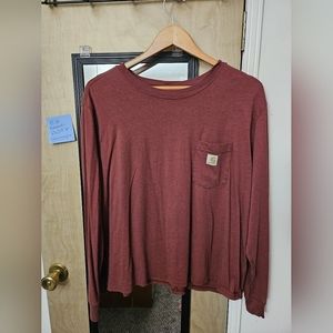 Carhartt Women's XL Loose Fit Burgundy Long Sleeve Shirt